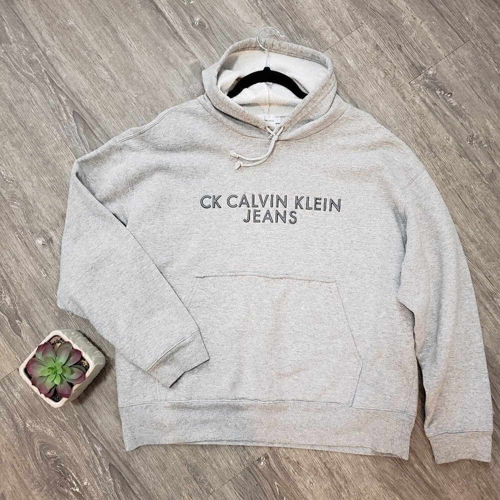 LCalvin Klein Vintage Spell Out Hoodie Grey L